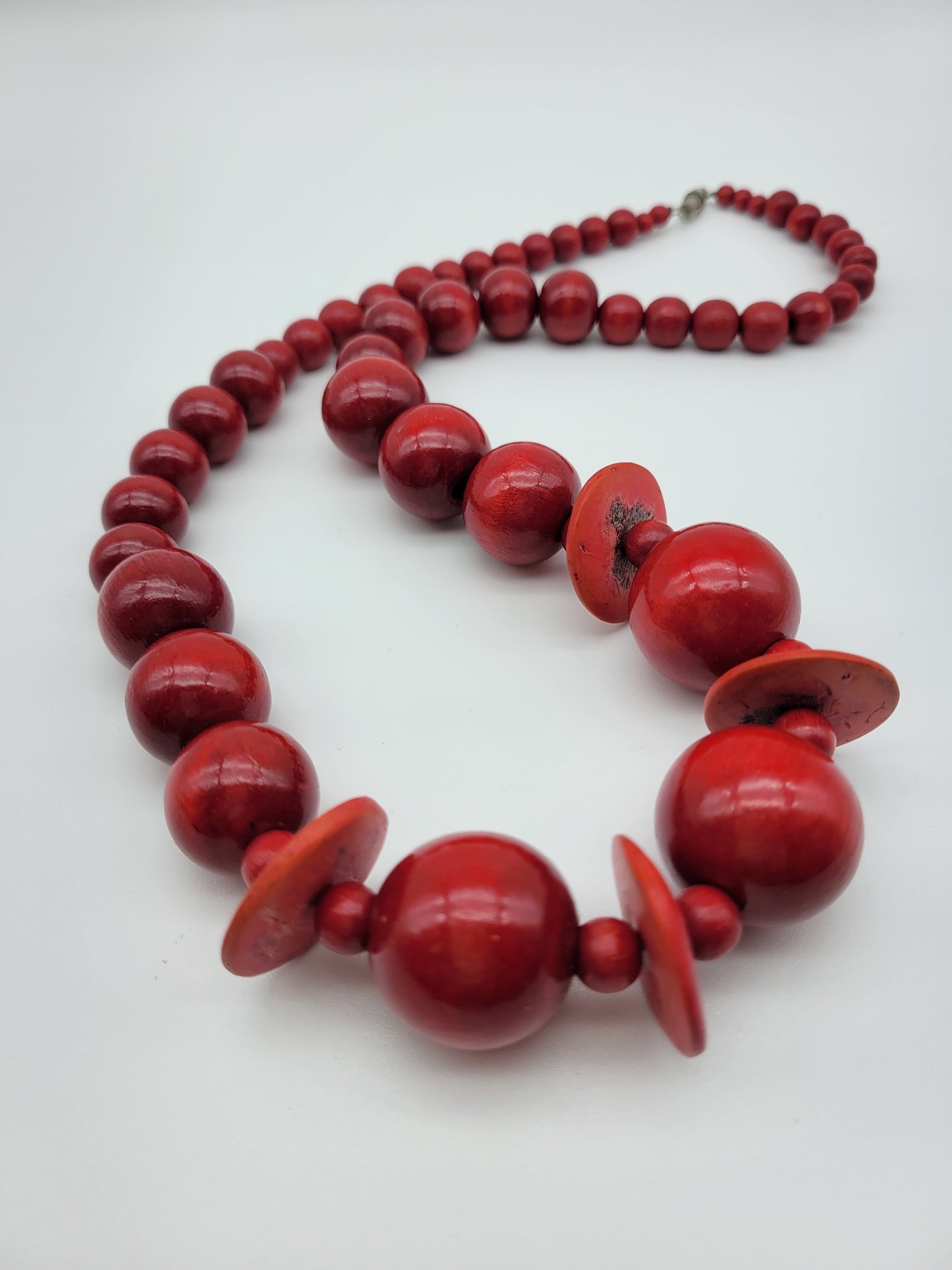 "Red Beads and Saucers" Necklace