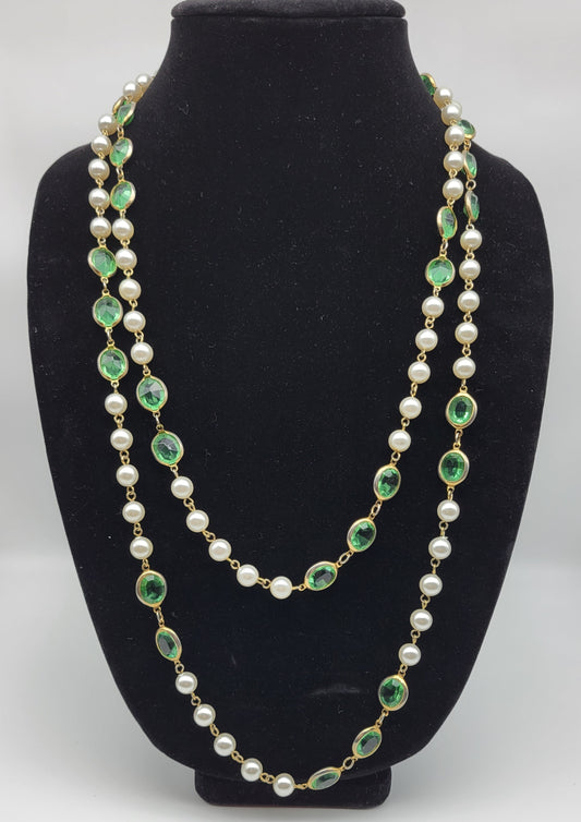 "Emeralds and Pearls" Necklace