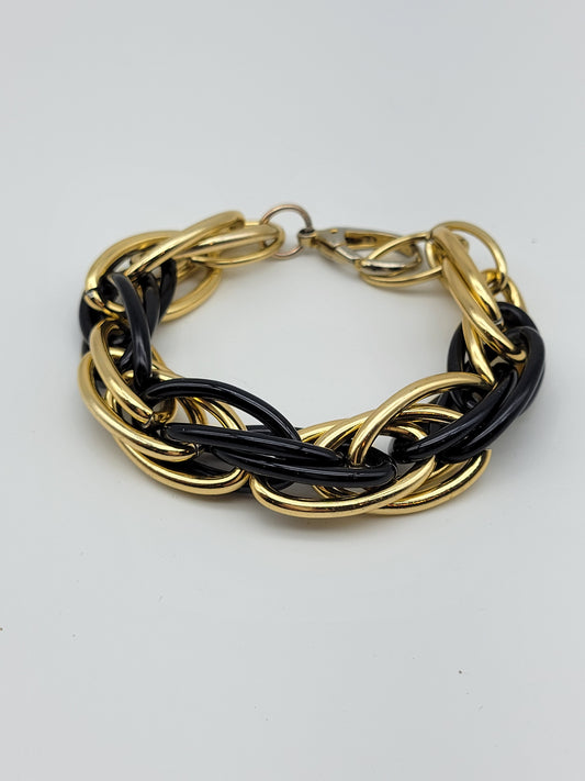 "Onyx and Gold Chain" Bracelet