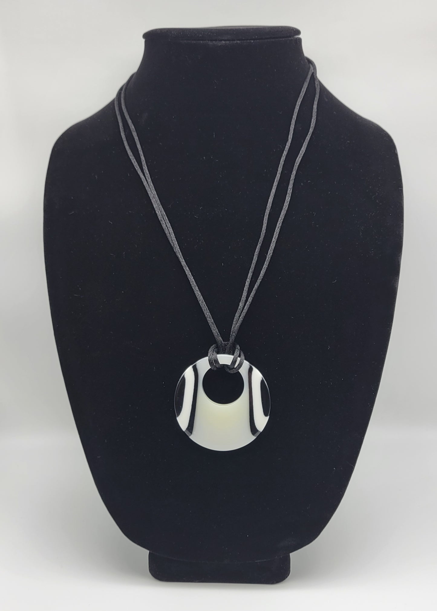 "Black and White Disc" Necklace