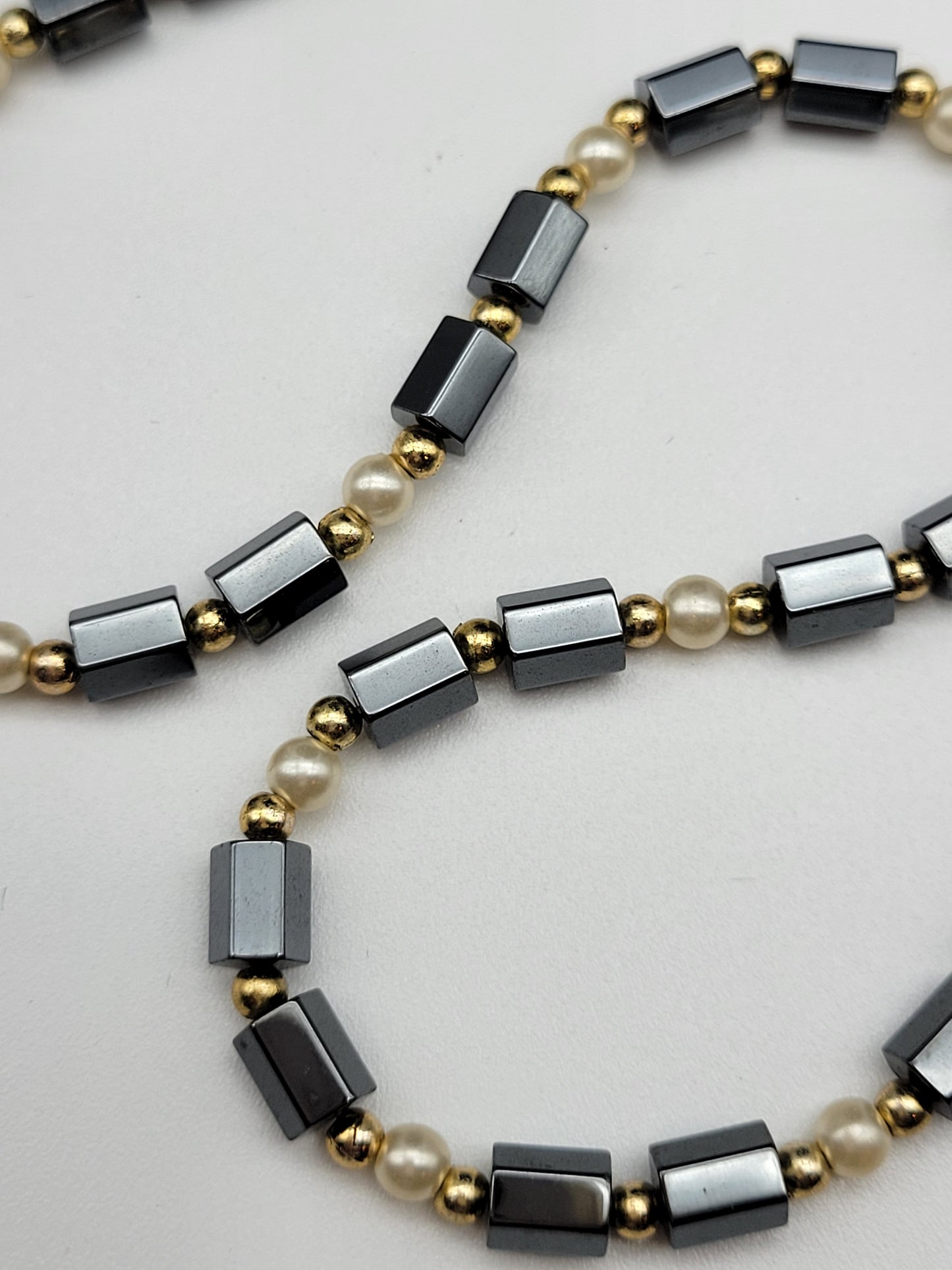 "Graphite and Pearls" Necklace