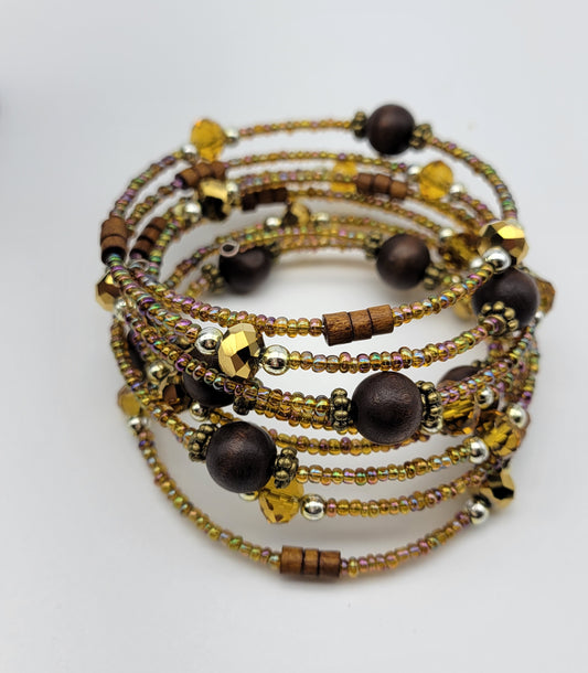 "Amber and Brown Coils" Bracelet