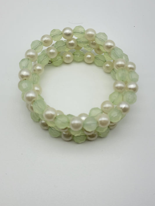 "Pale Green and Pearls" Bracelet