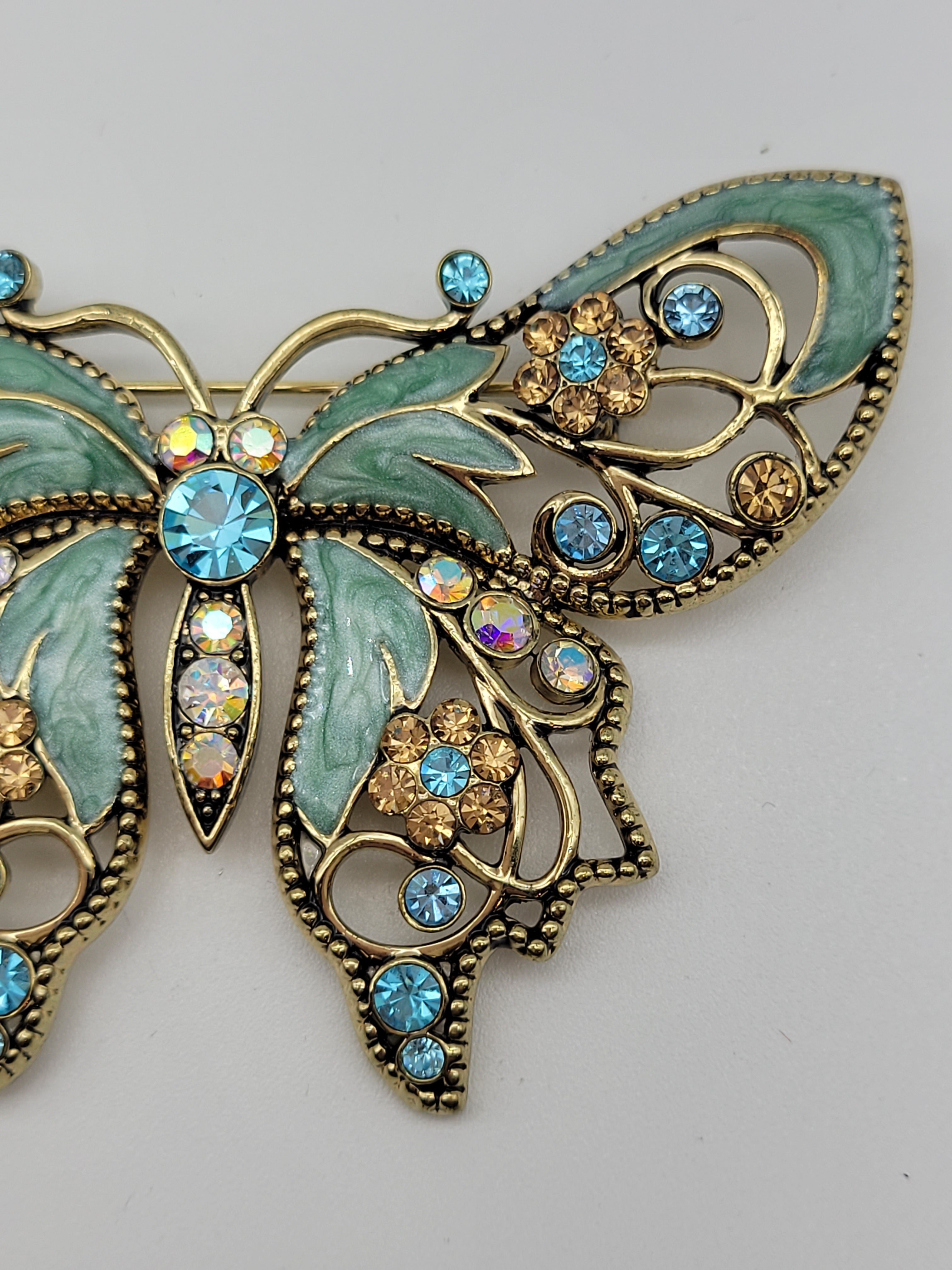 Vintage Nina Ricci Avon Brooch with Aqua, Pink, and Blue